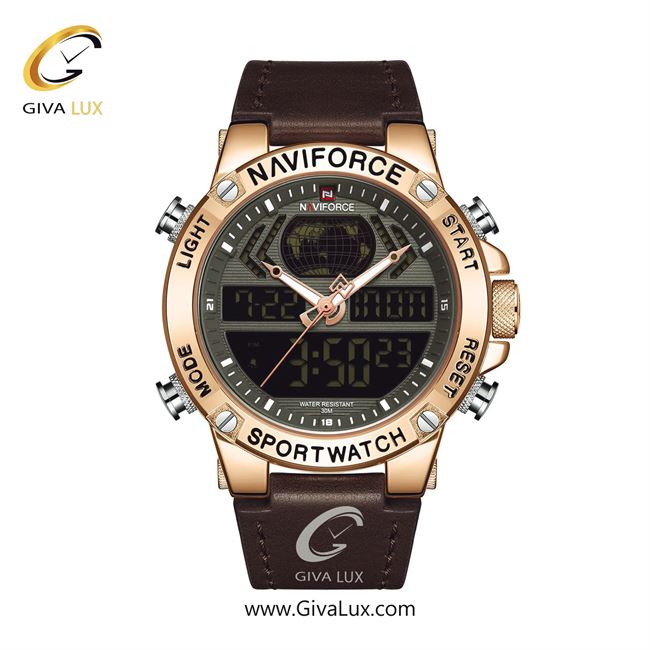 ساعت مچی مردانه بند چرمی ناوی فورس (نیوی فورس) NF9164 RG/B/D